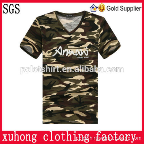 deep v neck camouflage t shirt
